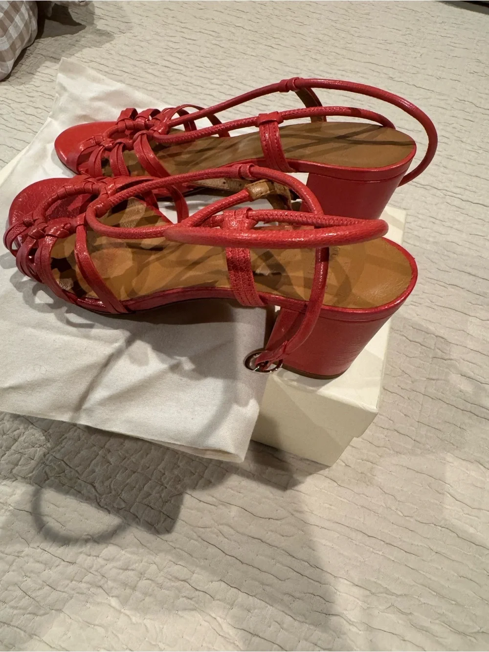 Sezane Gloria Heel Sandals in Raspberry Framboise Lisse Leather 39/8 - Picture 4 of 7